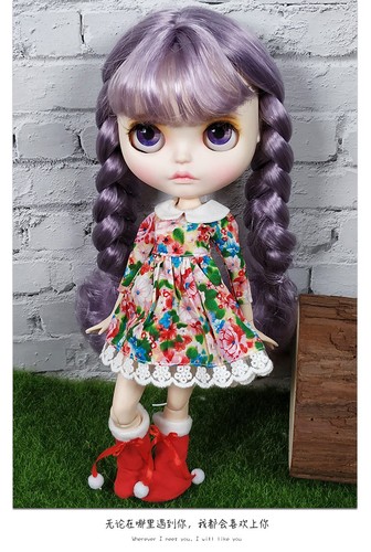 Blythe Nude Doll from Factory Light Purple Hair Make-up Eyebrow Sleeping Eye