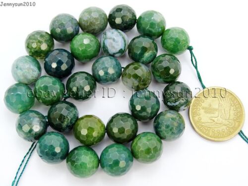 Natural Moss Agate Gemstone Faceted Round Beads 15/'/' 4mm 6mm 8mm 10mm 12mm 14mm
