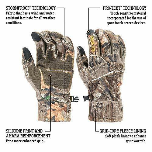 HOT SHOT Men’s Camo Swiftstrike Pro-Text Gloves Realtree Edge Hunting Camouflage