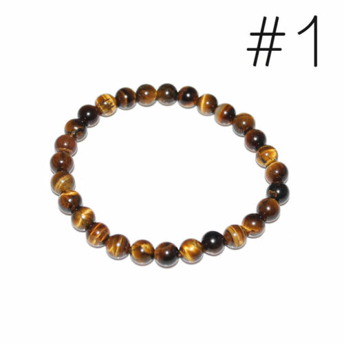 Reiki polished Tiger Eye Stone Crystal Lucky Beads Bracelet Mens Jewelry T6S8 