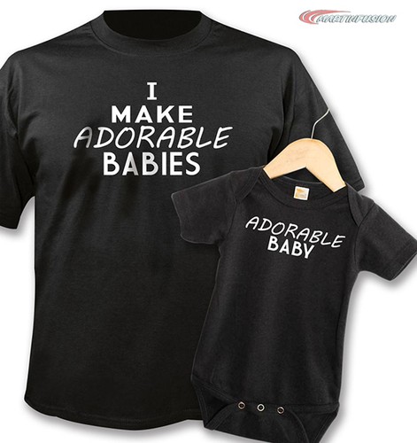 I Make Adorable Babies Adult Shirt And Baby One Piece Bodysuit Black PAIR