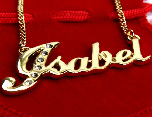 Name Necklace ISABEL 18ct Gold Plated Personalised Gifts High Quality Crystal