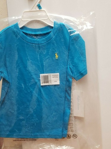 NWT RALPH LAUREN BABY BOYS SOLID CREW LOGO TEE SHIRT choose size color blue gree
