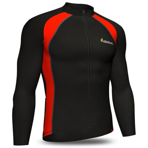Didoo Mens Long Sleeve Cycling Jersey Thermal Jacket Full Zip Fleece Winter Top 