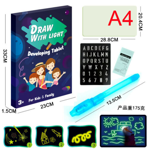 Draw With Light Drawing Board Developing Toy Kid Education Magic Painting A3//4