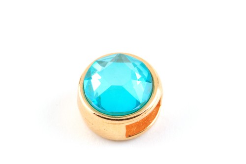 Leder /& Bänder ID 5x2mm Schiebeperle mit Flatback Crystal Laguna DeLite 7mm