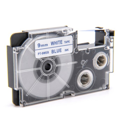 DRUCKER SCHRIFTBAND KASSETTE 9mm BLAU-weiss für CASIO KL-200E