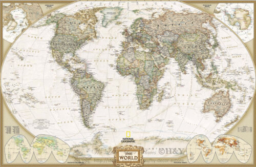 Vintage World Map Wall Sticker Poster Decal Art Removable Home Office Decor Gift