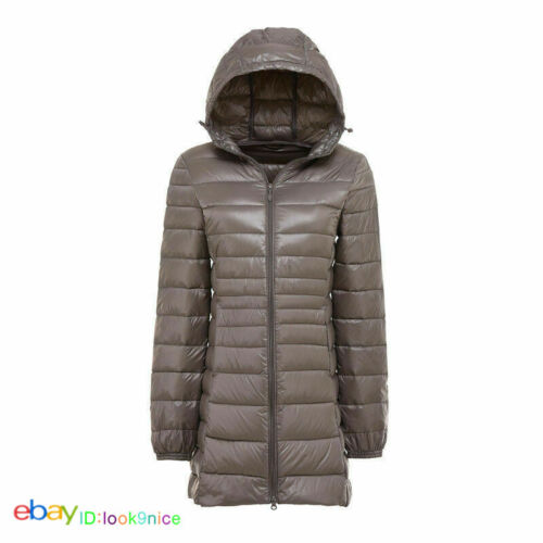 Women/'s 90/% Duck Down Jacket X-Large Coat Ultralight Overcoat Long Hooded Puffer