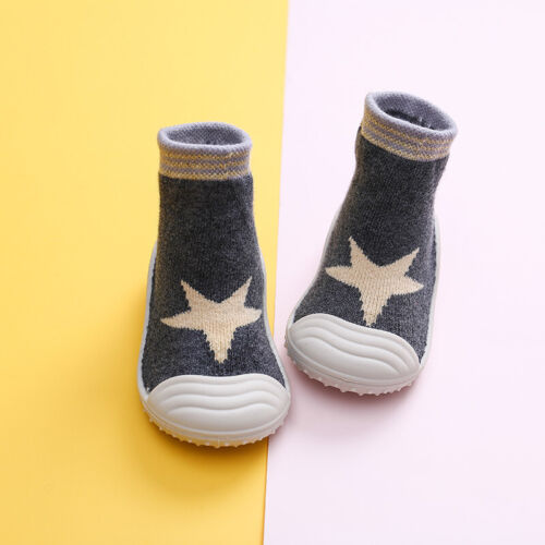 Infant Baby Toddler Sock Newborn Warm Anti Slip Shoes Socks Cotton Crib Shoes UK 