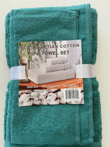 Choose from 12 Colors Best Egyptian Cotton 3pc Towel Set