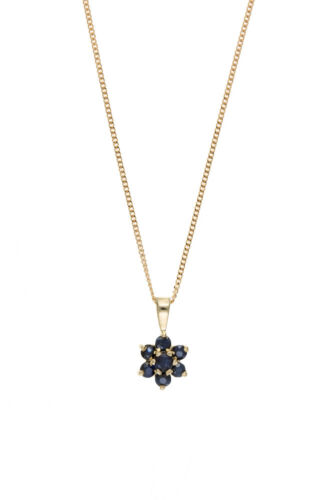 Sapphire Pendant Yellow Gold Necklace Cluster 