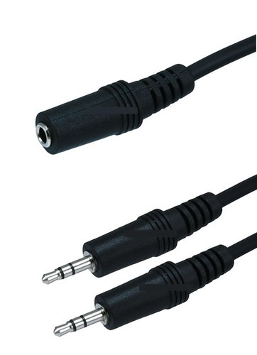 6 inch 3.5 mm 1 Female to 2 Male Jacks Stereo Audio Auxiliary Aux Cable Splitter