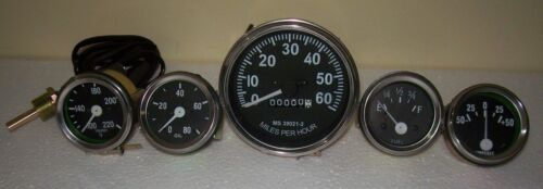 Willys MB Jeep Ford GPW CJ Speedometer Temp Oil Fuel  Amp Gauges Black Face