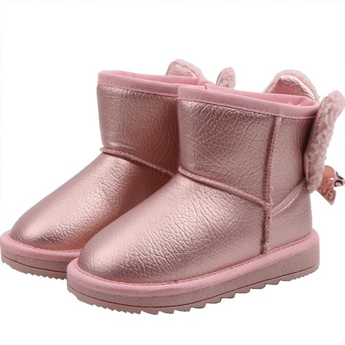 ✨KIDS GIRLS CHILDREN WARM WINTER ANKLE FUR LINED GRIP SOLE BOW SNOW BOOTS SHOES✨