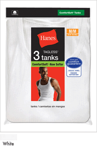 SZ 2XL 3XL 3 PACK Hanes Mens A-SHIRT TANK TAGLESS 372