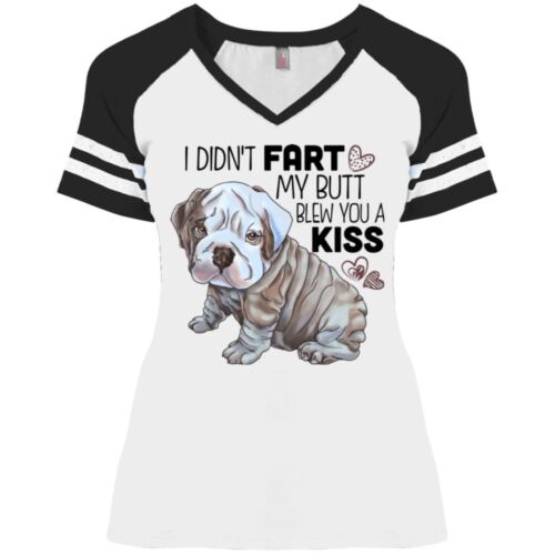 Funny English Bulldog Ladies/' Game V-Neck T-Shirt
