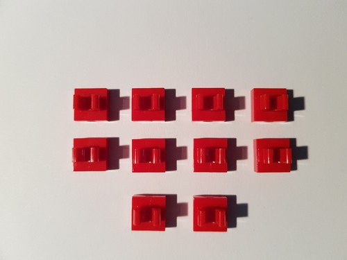 #AC04 City Creator Lego 10 x 15712 Plate Tile 1 x 1 Red with Clip 6072998