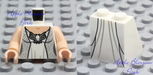 girl Blanc Flesh Robe de Neuf Lego Féminin Mariée Minifigurine Torse & Jupe 