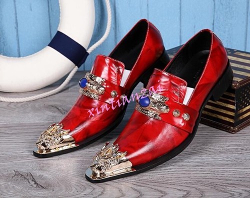 Mens Metal Pointy Toe Leather British Casual Shoes British Bead Dress Boot 38-46