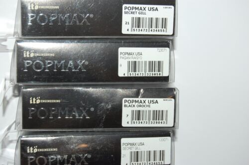4 lures megabass yuki ito popmax pop max 3 1//4 1//2oz bass popper assortment