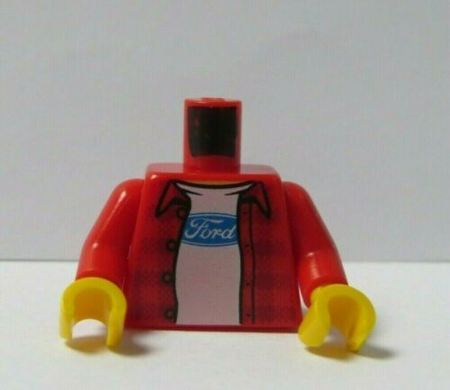 LEGO Body Torso For Minifigure Red Check Shirt Ford Logo Car Garage Mechanic