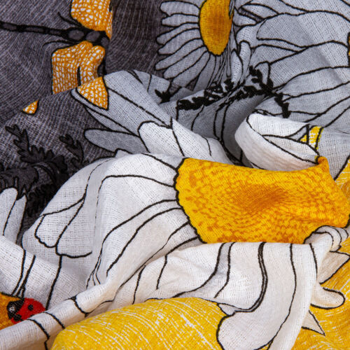 Cotton Yellow Gray 16x28/" DAISIES DRAGONFLY SET OF 3 KITCHEN Dish Tea Towels