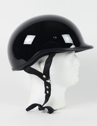 Gloss Black Polo Motorcycle Helmet DOT Half Biker Solid Shorty Jockey S M L XL +