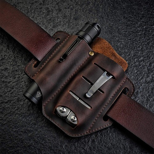 Tasche EDC Organizer Leder Slip Sheath mit 2 Taschen für Messer // Werkzeu e1j 1X