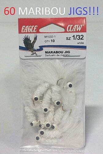 M1032-1 White Maribou Jigs EB190301 60 Eagle Claw 1//32oz