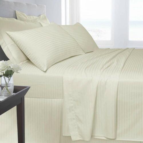 Satin Stripe T250 Egyptian Cotton Fitted Sheet Single Double King Super King