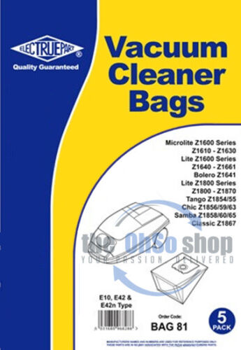 5 x ELECTROLUX Vacuum Cleaner Bags E10, E42 & E42n Type - Chic Z1863, Z1857
