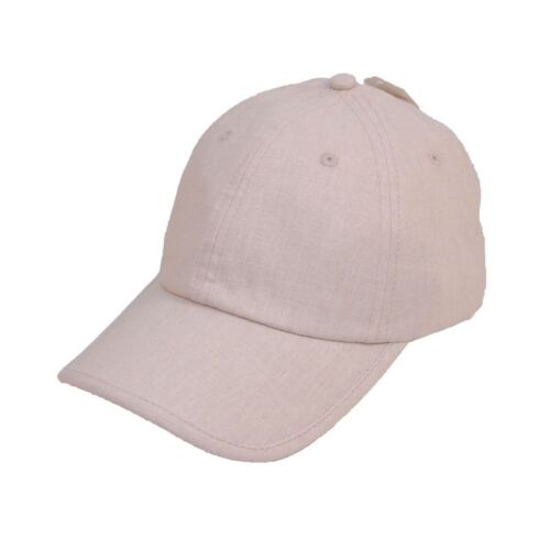 SUMMER LINEN BASEBALL CAP WITH BUCKLE ADJUSTER IN 2 COLOURS