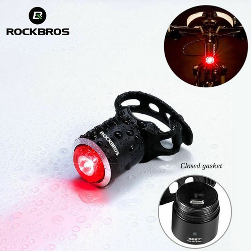 ROCKBROS Bike Tail Light IPX5 Waterproof Warning Smart Lamp USB Rechargeable