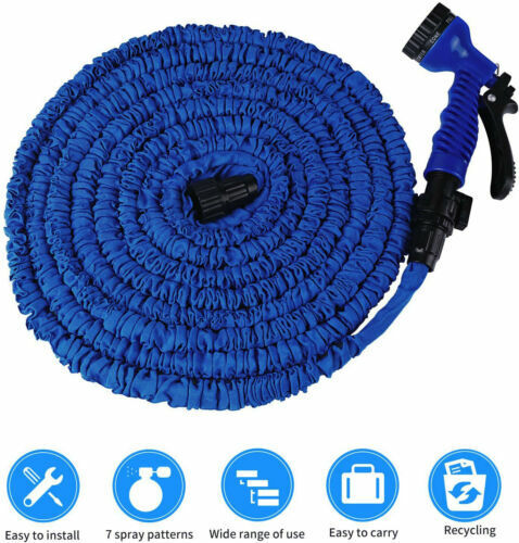 50-100FT Expanding Flexible Expandable Garden Water Hose Pipe Spray Nozzle NEW