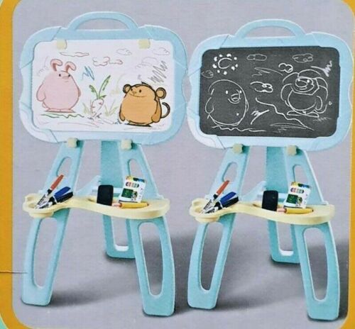 Kids Art Blue Pink Easel 2 in 1 Whiteboard and Chalkboard Toddler Toy Fun Play