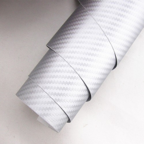 30x127cm Silver Carbon Fiber Vinyl Wrap Stickers Car SUV Interior Accessorie PC