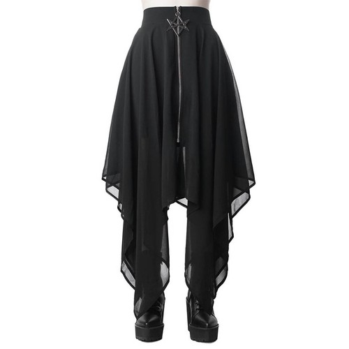 Sacred Sixx Chiffon Hexagramm Killstar Gothic Goth Okkult Boho Maxirock