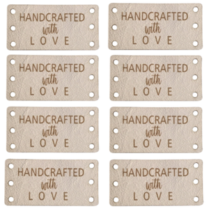 Set 50 Crema Personalizado Rectángulo 20mmx40mm Tamaño Mediano etiquetas de cuero de imitación.