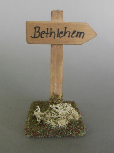 Wegweiser /"Bethlehem/" Krippenzubehör Holz ca 9 cm hoch rechts Krippendekoration
