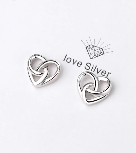 925 Sterling Silver Stunning Swirl Heart Stud Earrings Womens Jewellery Gift UK 