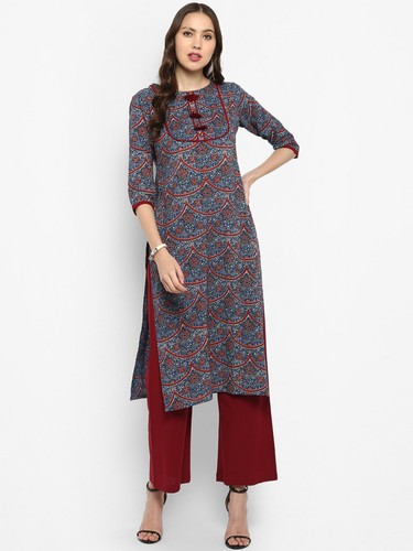 Details about / Women Cotton Multicolored Abstract Printed Straight Kurta Daily Casual Wear
