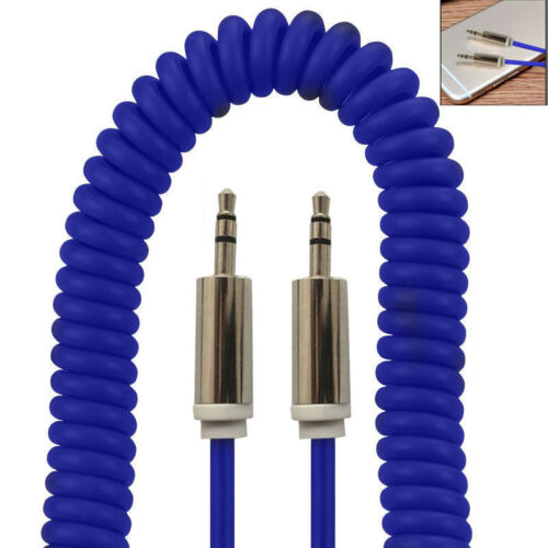 1m Spiral 3.5mm Aux Kabel Mini Stecker zu Männlich Audio Zusatzeingang 6 Farben 