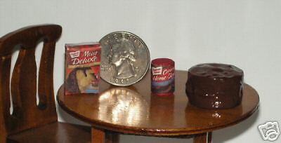 Dollhouse Miniature Chocolate Cake icing can Set 1:12 inch scale Dollys Gallery