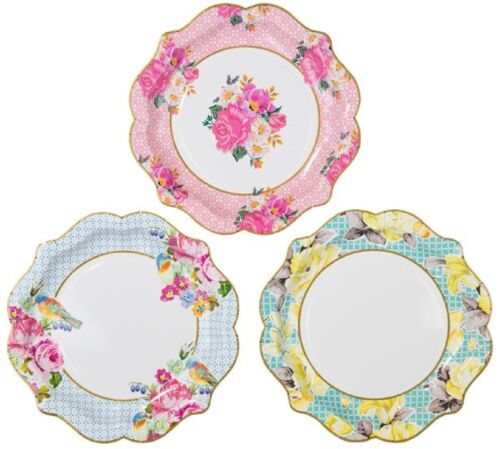 Pretty Floral Vintage Traditional Afternoon Tea Party Paper Tableware Plates 