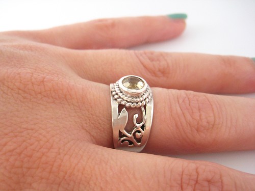 Bague en argent massif 925 sertie d/'une citrine BA09