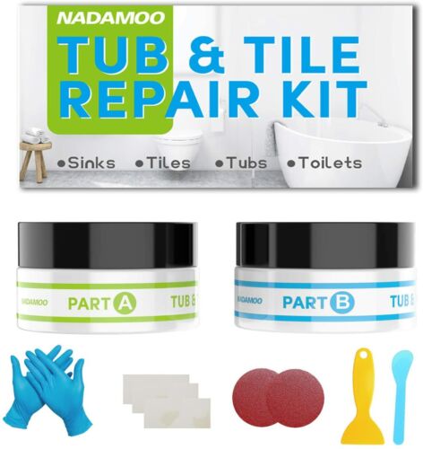 White Tub & Shower Repair Kit Tile Fiberglass Porcelain Ceramic Fix Crack Chip 