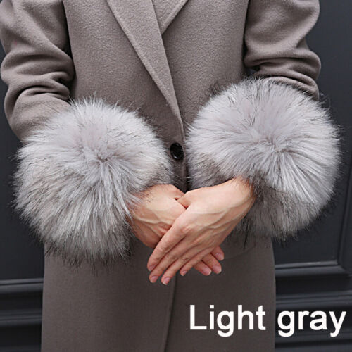 1 Pair Women Faux Fur Plush Oversleeve Warm Cuff Wristband Arms Winter Warm