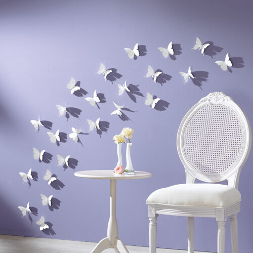3D Deko Schmetterlinge weiß 12-tlg Wanddekoration Wandtattoo