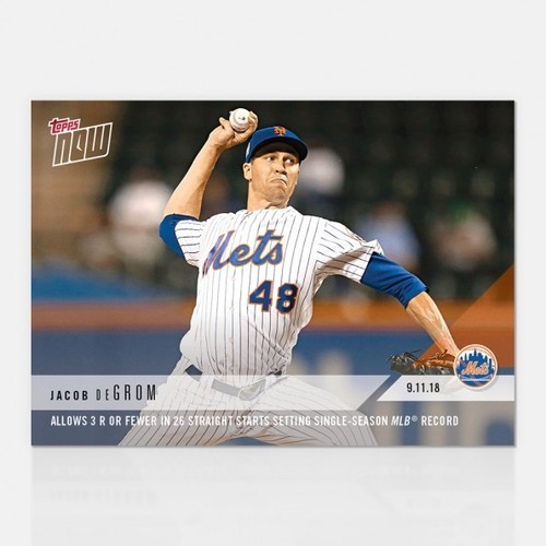 2018 Topps ahora #716 Jacob degrom 3 R o menos 26 Recto comienza conjunto Registro De Mlb